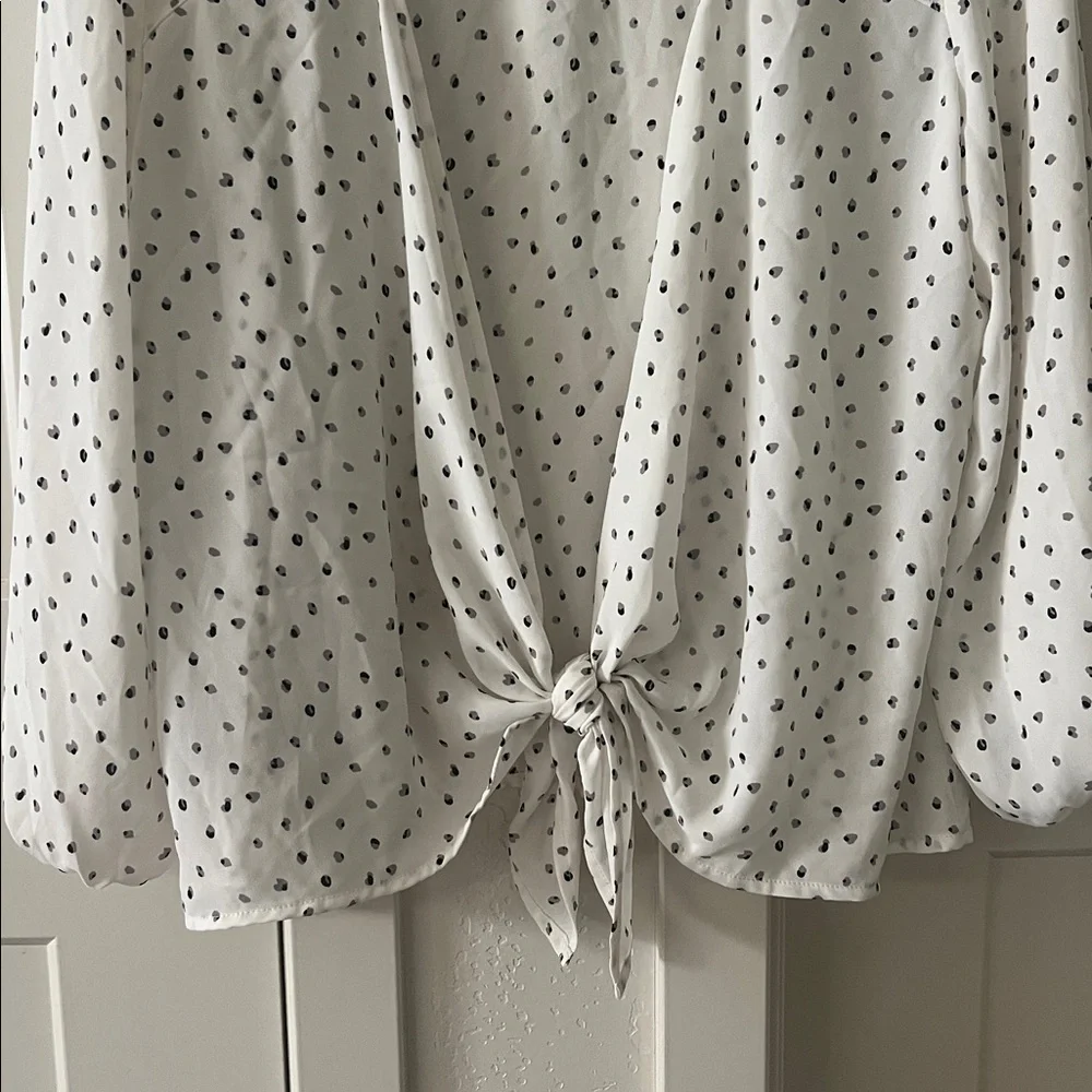 LUSH White Polka Dot Blouse - Picture 3 of 6